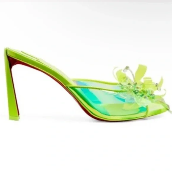 🌺CHRISTIAN LOUBOUTIN🌺 Alyah Mules Limited Edition Green Size: 37 - Picture 4 of 13